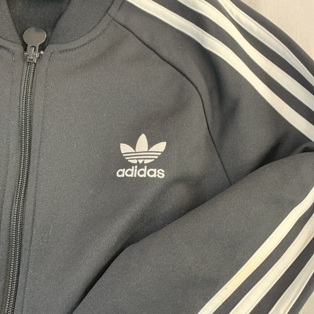 Adidas Women’s Vintage Trifoil Black Zip Track Jacket Three White Stripes L - Picture 2 of 6